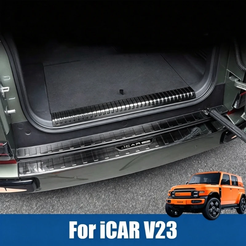 Car Stainless Rear Bumper Plate Trunk Guard Cover Sticker Protector Decoration Accessories For iCAR V23 iCAUR V23 2025 2026