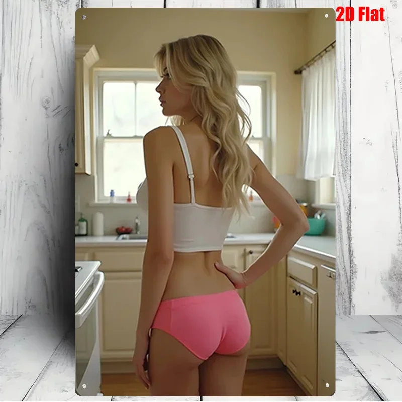Böhmische Wandkunst, Metallschild, Vintage-Heimdekoration, 2D-flache Bikini-Dekoration für Küche, Zimmer, Bar
