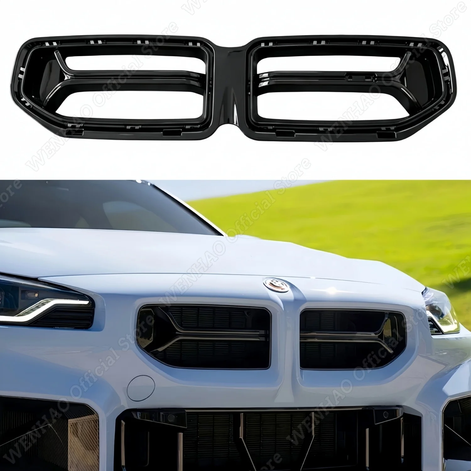 For BMW M2 G87 2023-2026 CSL Style Gloss Black Corsa Front Upper Nose Kidney Grille Mesh Bumper Air Vent Cover Trim Body Kits