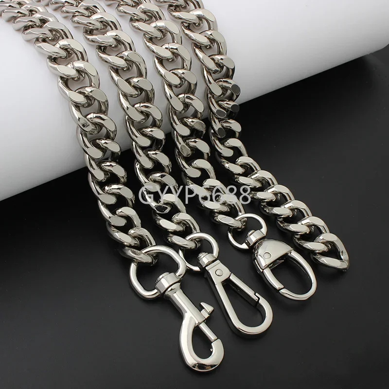 1-5pcs 60-100-110-120-130cm silver color 4*15.5*18mm 15.5mm width aluminum chains with 3 kinds of snap hooks for chain purse