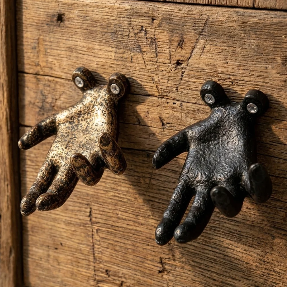 1Pc/2Pcs/3Pcs Vintage Cast Iron Palm-Shaped Hook, Distressed Black / Antique Bronze Creative Wall Hook, Entryway Coat and Hat Storage Decoration, Industrial Style Cast Iron Palm Hook for Hanging Clothes, 2 Colors Available, Vintage Distressed Wall Decor Hook, Key and Towel Storage, American Country Style Cast Iron Palm Wall Hook