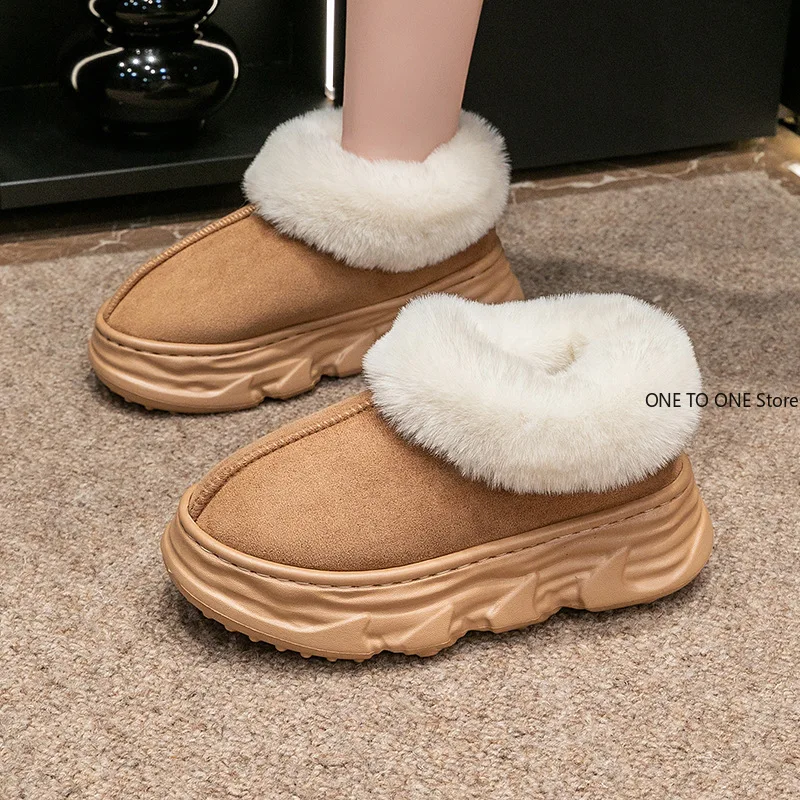 

6CM Faux Fur Winter Boots for Women Non Slip Plush Snow Boots Woman Thick Bottom Warm Cotton Shoes Platform Botas Wholesale