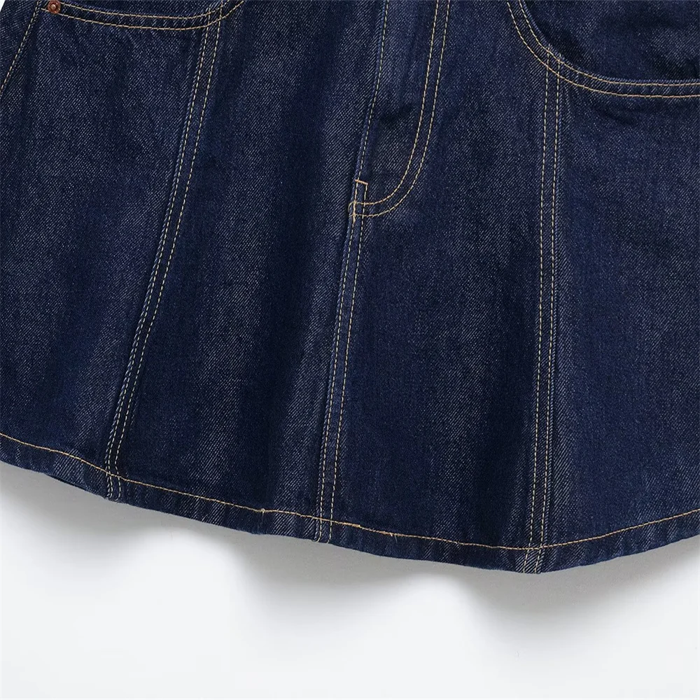 Women's Denim Mini Skirt Zipper Pocket Decoration A-line Skirt Spring/Summer New Casual Women's Half Skirt