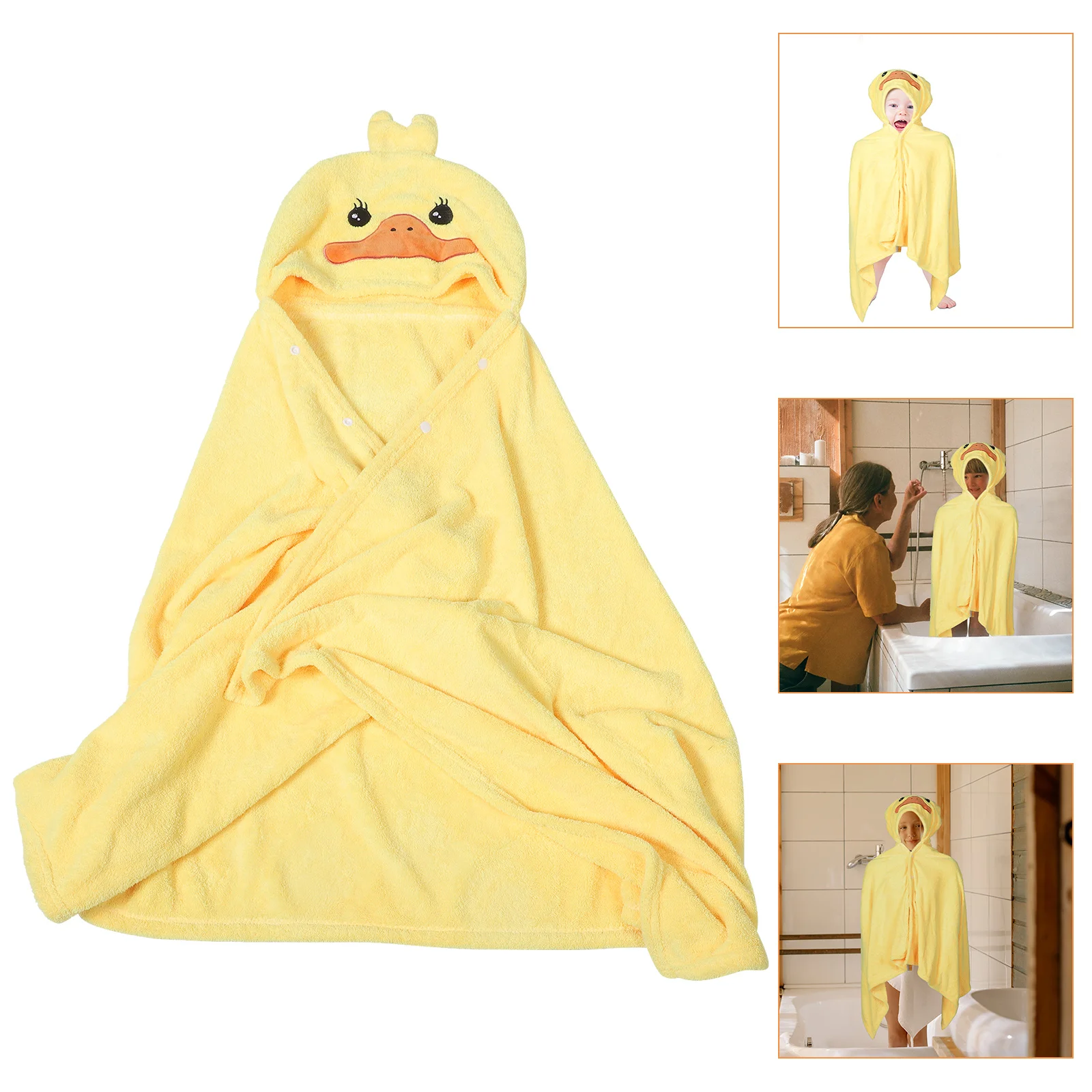 

Детское банное полотенце, плащ, коралловый флис с рисунком желтой утки, мягкое полотенце, детский халат, банный халат для малышей, впитывающий теплый
