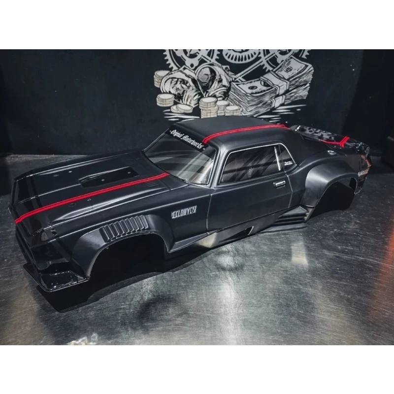 ARRMA FELONY 6S BLX 1/7 Scale Pre-Painted Black Body Shell ARA410007, Factory Replacement with Red Trim & Resto-Mod Decals