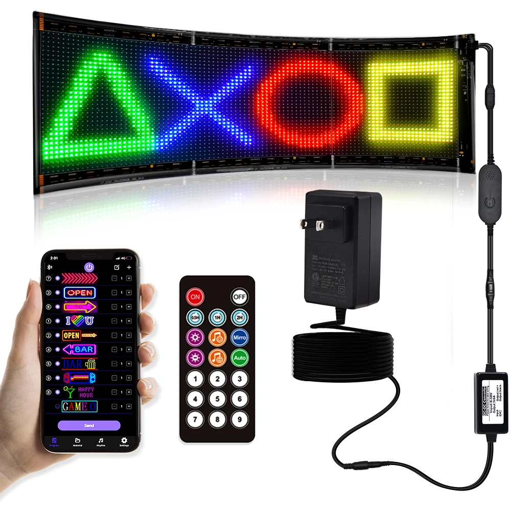 

GOTUS full-color LED matrix soft screen supports text,static and dynamic image programming, remote control entertainment version