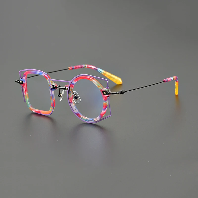 Top Quality Fashion Design Irregular men and women Alloy combine Acetate Glasses Frame Myopia presbyopia prescription eyewear