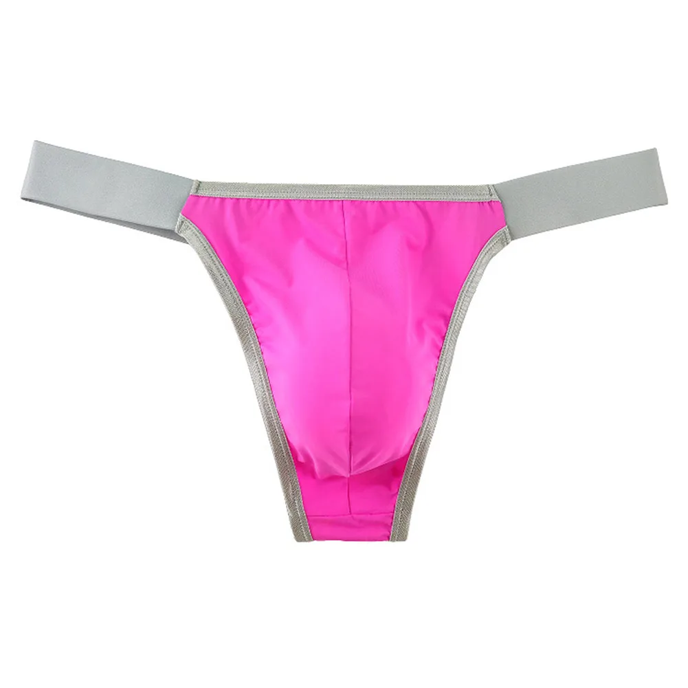 

Men Fashion Patchwork Elastic Underwear Thongs T-Back G String U Pouch Breathable Comfortable Briefs Lingerie