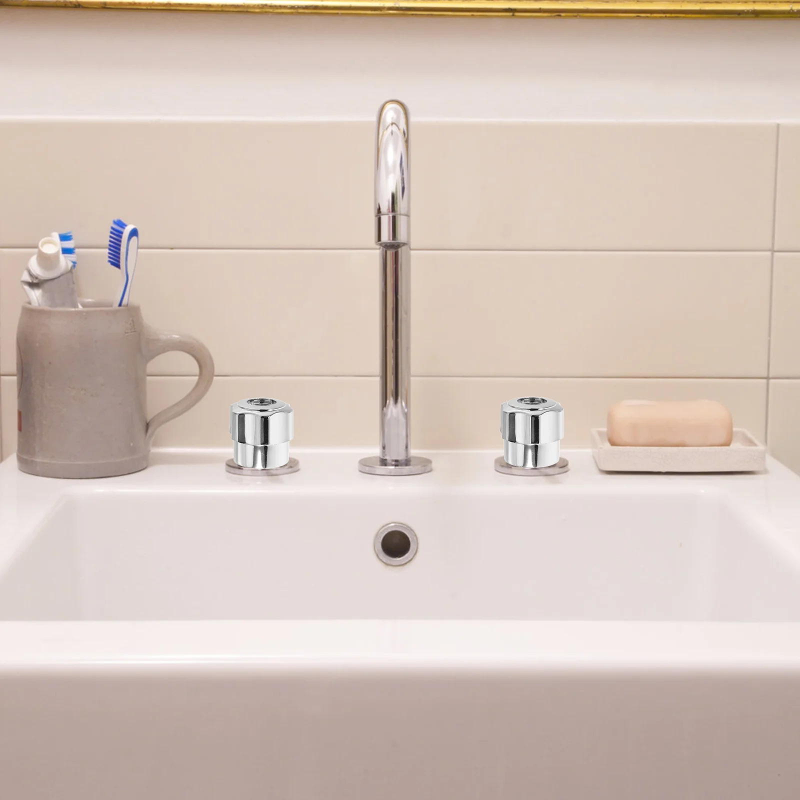 6pcs Aluminum Faucet Handle Replacement Hot Cold Bathroom Shower Knobs For Tub Sink Lavatory Shower Knob Replacement Parts