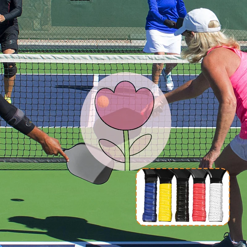 

Multi-color Pickleball Badminton Tennis Racket Overgrips Breathable Non-Slip PU Grip Tape Sweat Shock Absorption Stitching Grips