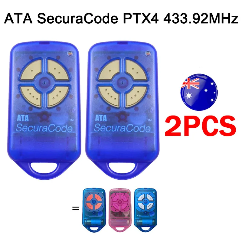 2PCS ATA SecuraCode PTX4 Garagentoröffner Fernbedienung 433MHz Rolling Code Garagentor Fernbedienung Controller 4 Kanäle