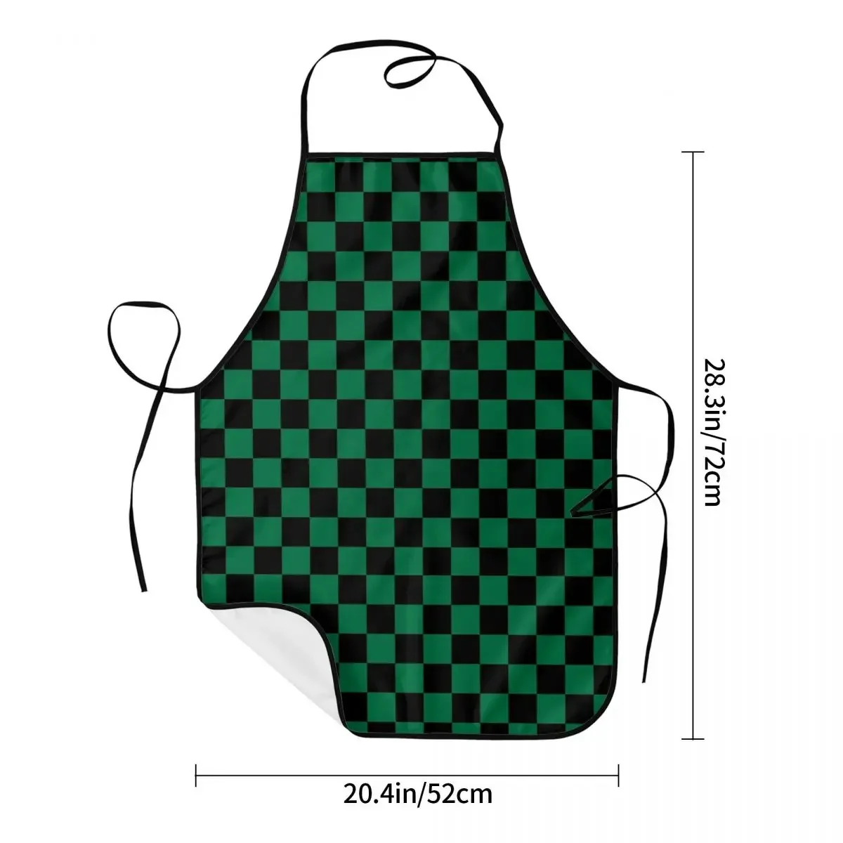 Black And Cadmium Green Checkerboard Apron Kitchen Chef Cooking Baking Bib Women Men Checkered Tablier Cuisine for Gardening