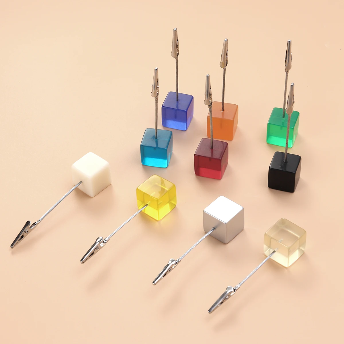 

10 Pcs Business Card Holder Cube Resin Photo Clip Memo DIY Gift Small Desk Alligator
