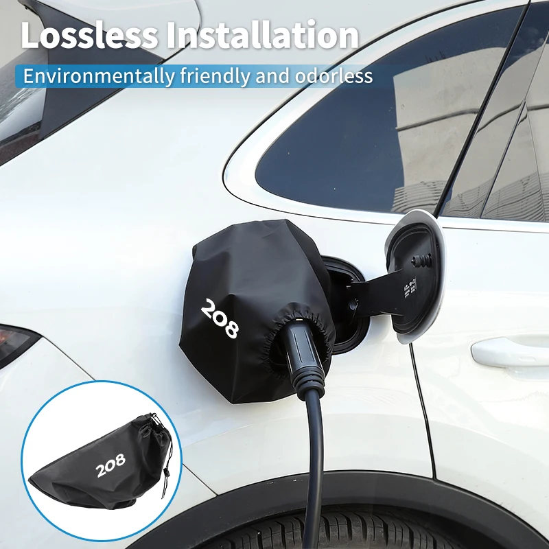 Car Oxford Cloth Charging Gun Rain Cover Charger Plug Cover Accessories For Peugeot 208 407 508 2008 5008 107 106 205 4008 301