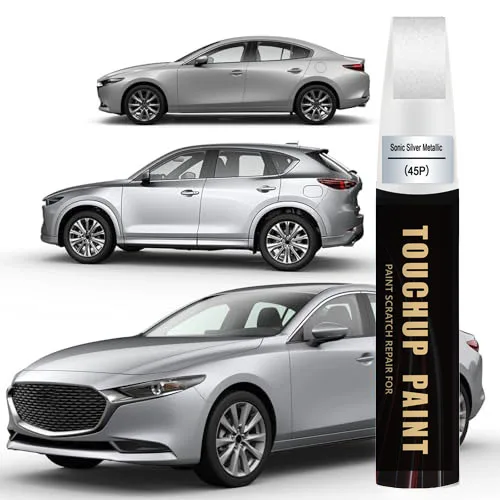 Touch Up Paint(45P Sonic Silver Metallic) for Mazda, Car Paint Pen Scratch Repair Two-In-One Touch Up Paint