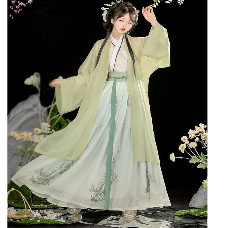 

Chinese Traditional Costume Modern Hanfu Suit Song Dynasty Chinese Style Female Student Ancient Clothes Cross Collar Cosplay