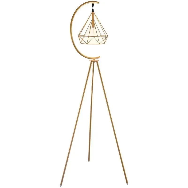 Modern Luxury Iron Tripod Floor Lamp with White Shade Black Gold Standing Light for Bedroom Living Room Office Hotel Bedside