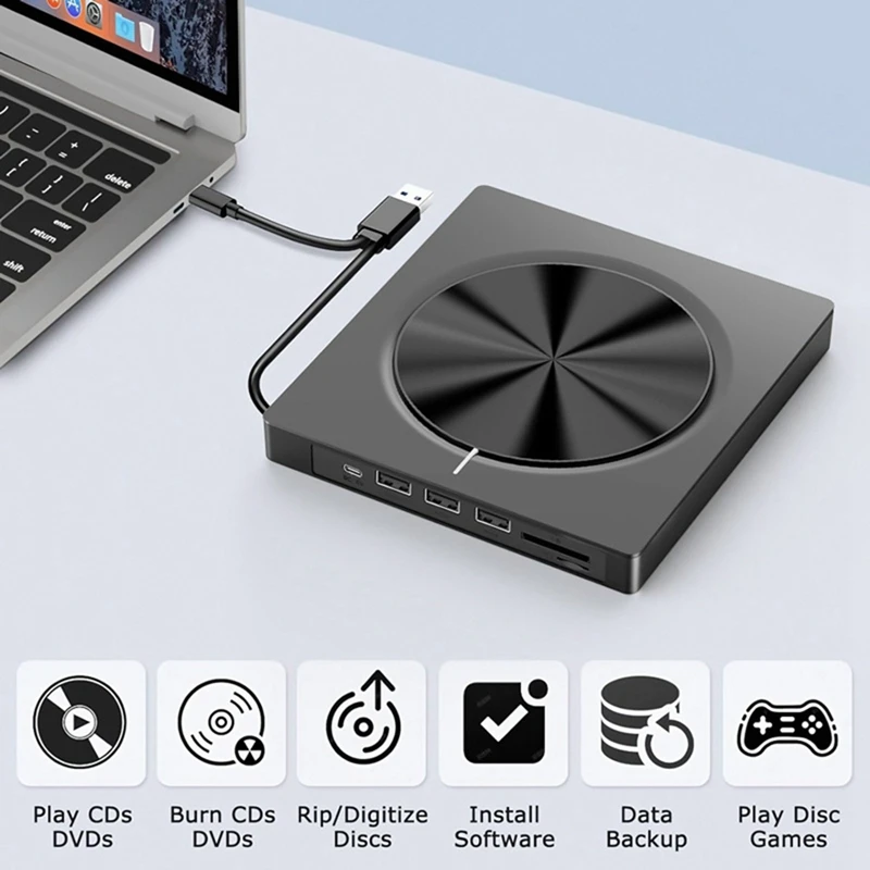 Burner Portable External USB3.0/Type-C Dvd-Rw Disc Optical Drive Dvd-Rom Burner Multifunction DVD Drive