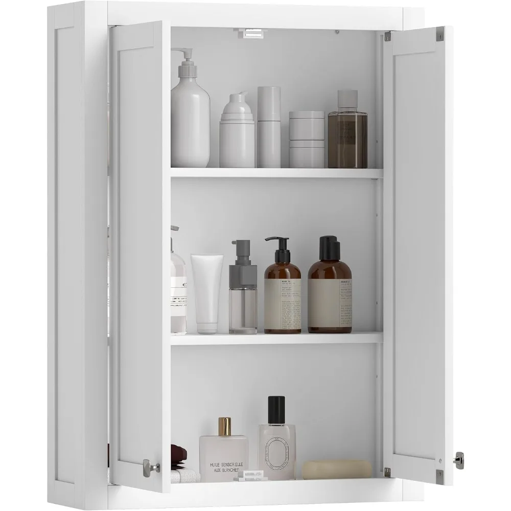 

Bathroom Wall Cabinet, Modern Medicine Cabinet Wall Mounted, Over The Toilet Space Saver with 2 Doors and 2 Adjustable Shelves,