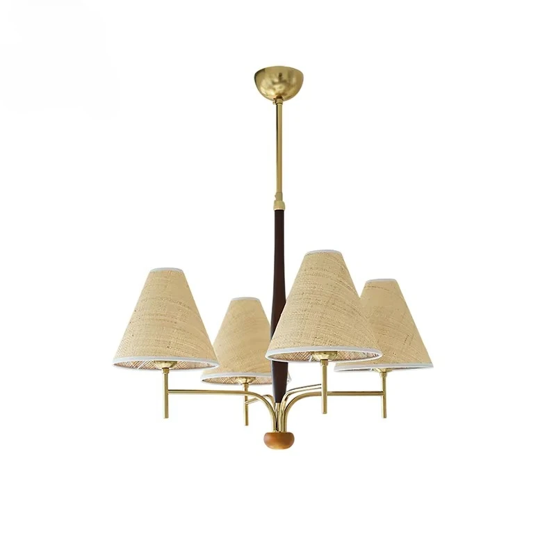

Chandelier Nordic Mid Century Living Room Restaurant Hotel Fabric Wood Metal Light High Quality