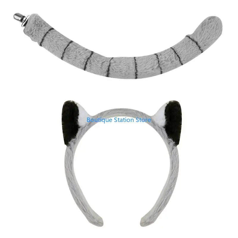 Y55F 할로윈 원숭이 의상 세트 포함 멍키 귀 머리띠 몽키 꼬리 장갑과 아이를위한 치마 소년 소녀