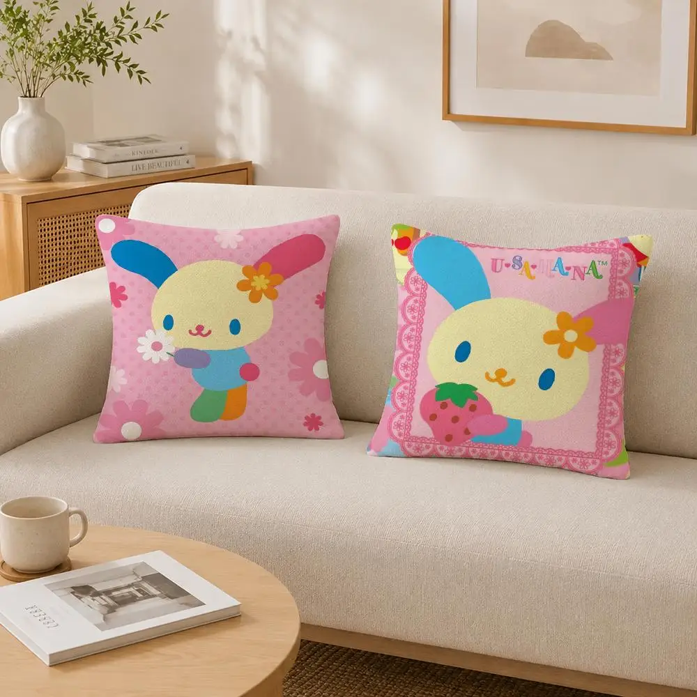 Character Usahana Cushion Cover Soft Fluffy Short Plush  Pillow Case Throw Decorative Cushion Covers for Sofa Bedroom Home Decor