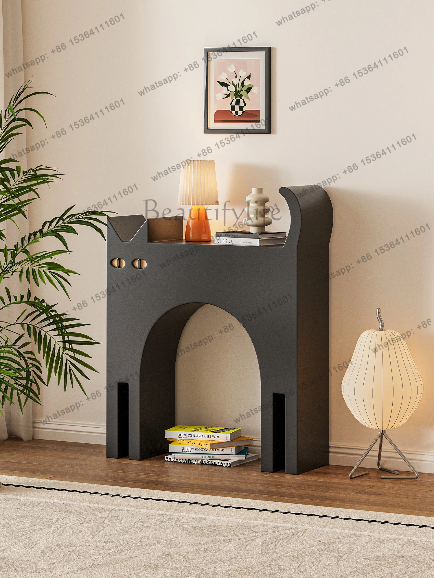 LD modern art interesting entrance entrance rack tilted tail kitten simple high-end entrance cabinet