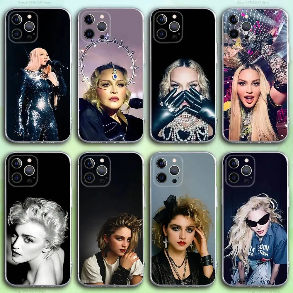 

M-Madonna Singer Phone Case For iPhone 17,16,15,14,13,12,11 Pro,Max,Plus,X,XS,XR,SE4,E Mini Transparent Soft Cover