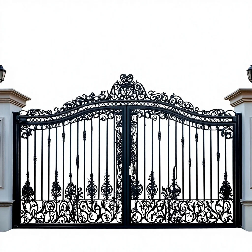 Custom European Galvanized Electric Automatic Driveway Big Entrance Antique Antique Wrought Iron Driveway Gate