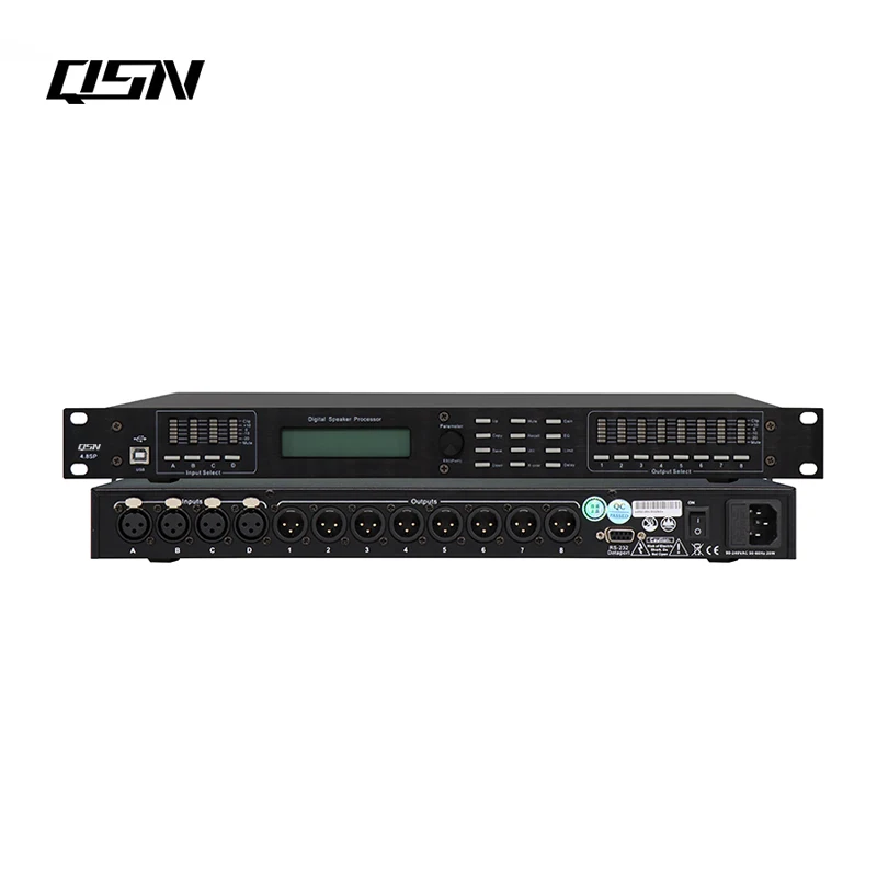 4 In 8 Out DSP Processor LCD Display XLR Port Professional Stage Audio Device