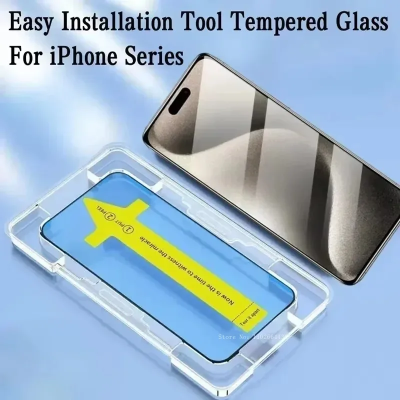 3Pcs 8K High End Easy Installation Screen Protector for IPhone 15 13 12 11 14 16 Pro Max Mini XR X XS SE 7 8 Plus Tempered Glass