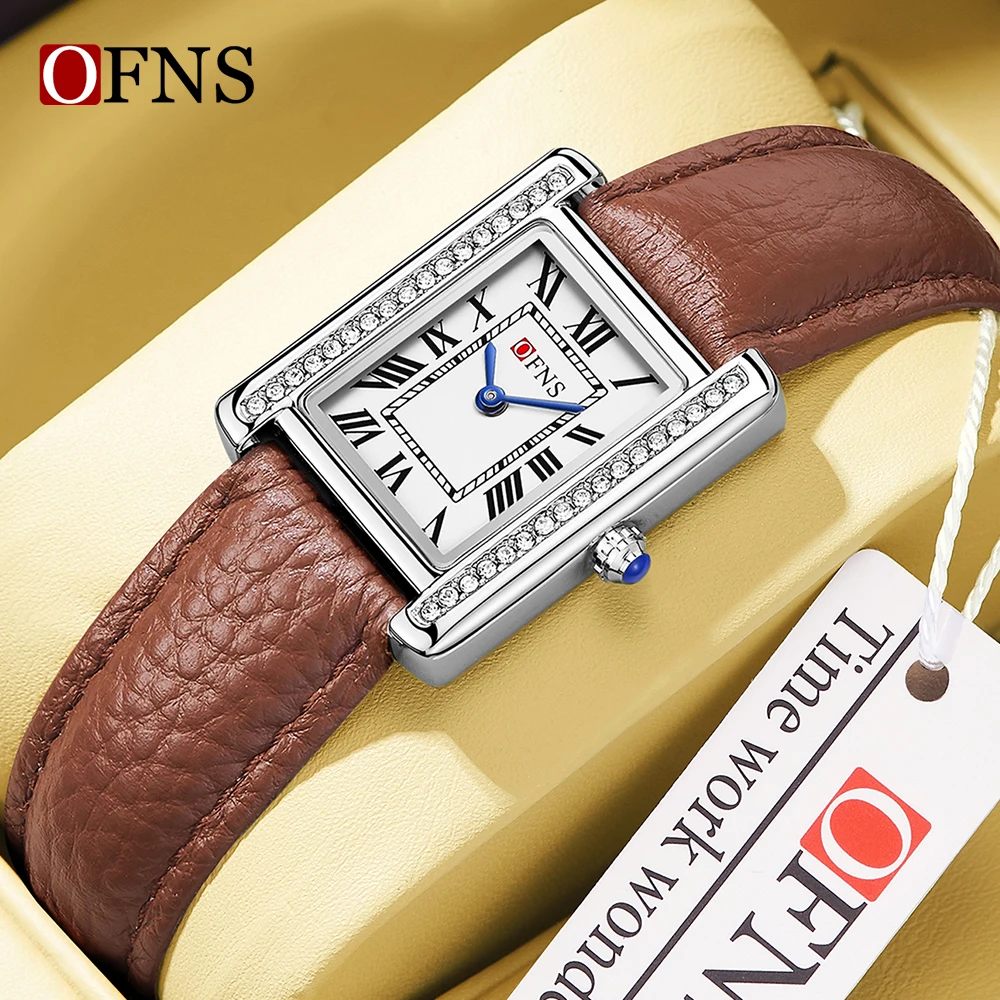 

OFNS 1509 Hot selling Fashion Men's Watch Diamond Square dial Fashion Roman scale Light Luxury Waterproof Couple Watch 2024