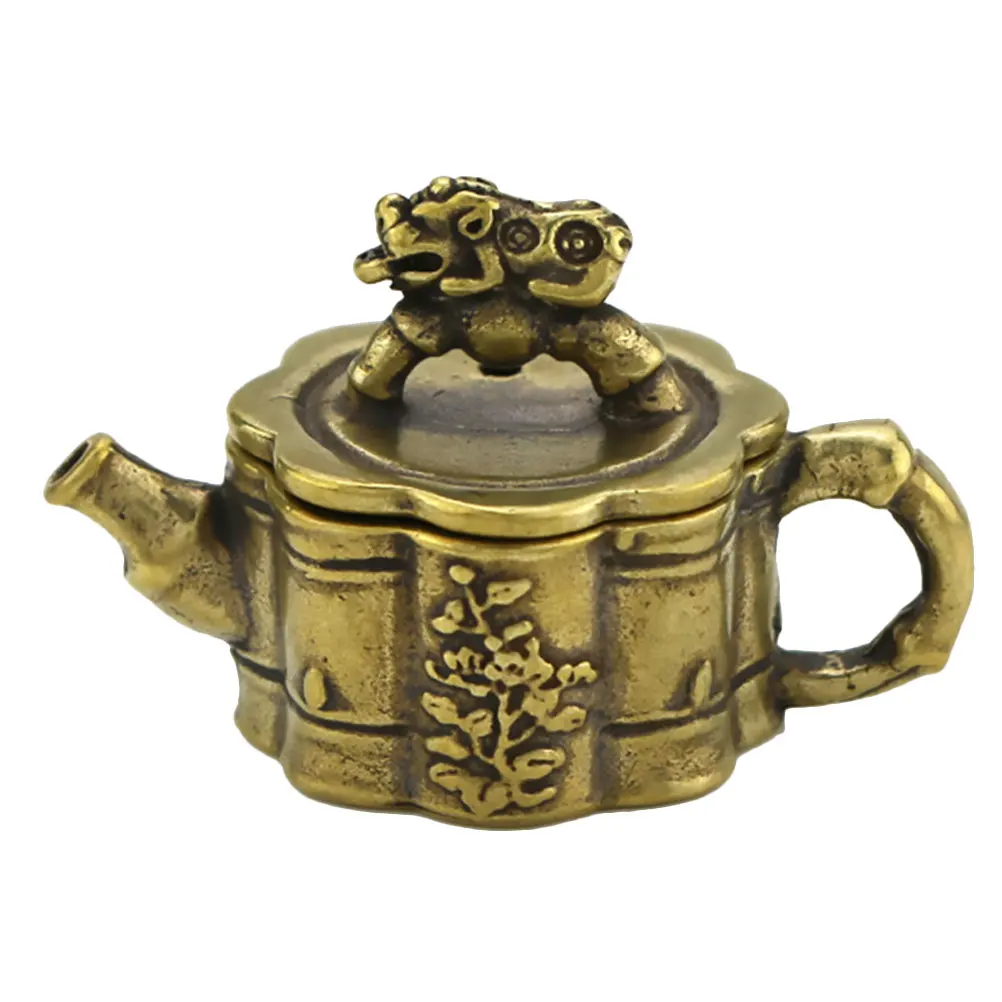 

Copper Water Pot Small Thickened Metal Tea Vessel Fortune Brace Lid Design Religious Ornament Tibetan Adornment Desktop