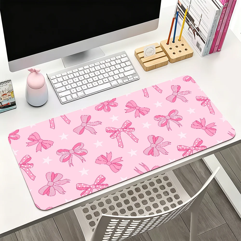Bow Flower Pink Mouse Pad For Office Gaming And Keyboards Non-Slip Large Waterproof
