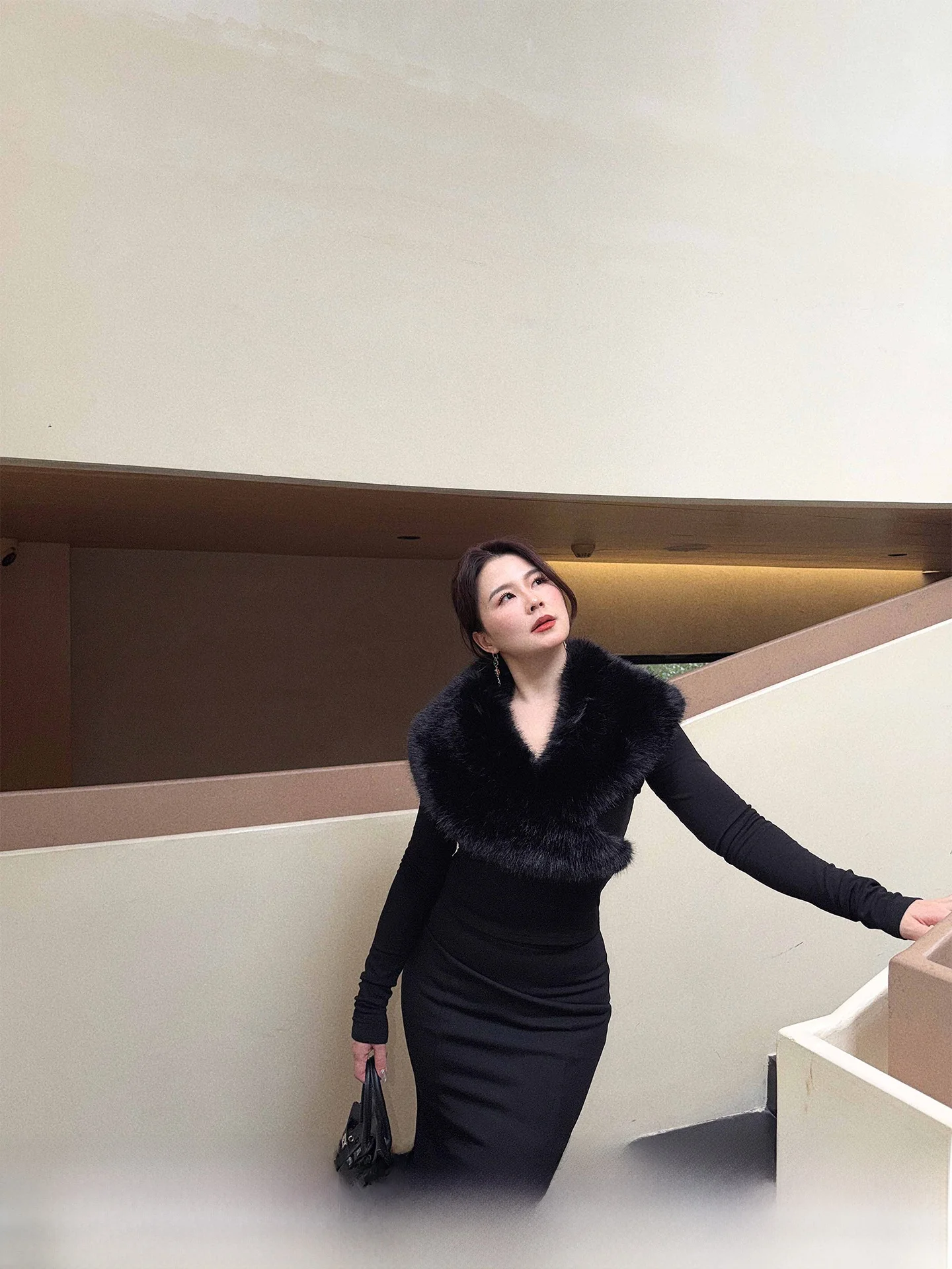 

Вязаный свитер ML Jasmine больших размеров, зимний, новый, теплый, с меховым воротником, облегающий, в стиле ретро, универсальный крой, французский стиль