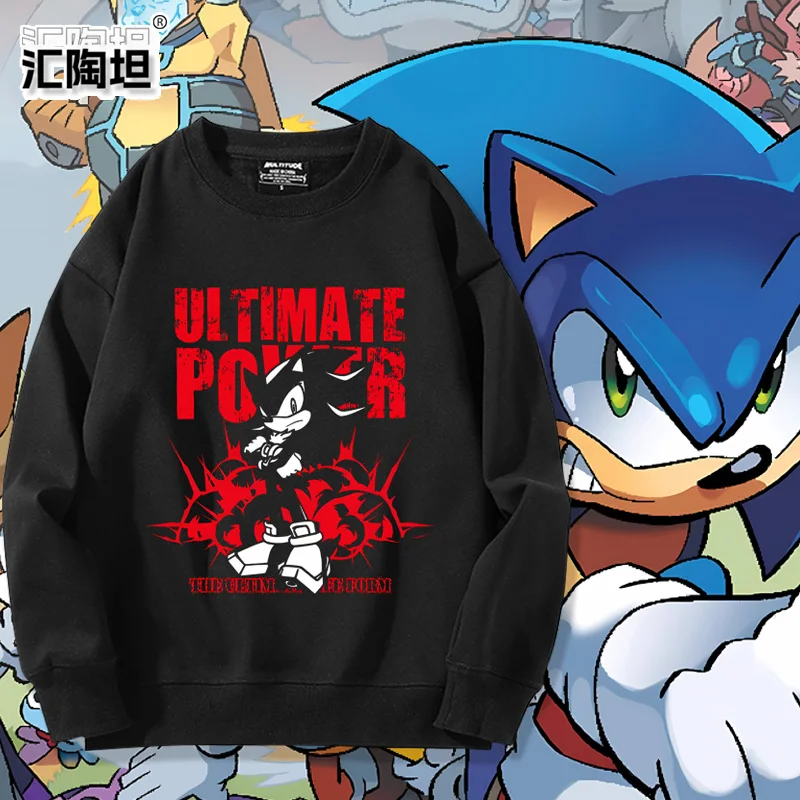 

Sonic Game Themed Hoodie ex Comfortable Long Sve round Ne Cotton Polyester Blend Casual Faion Streetwear Sweatirt