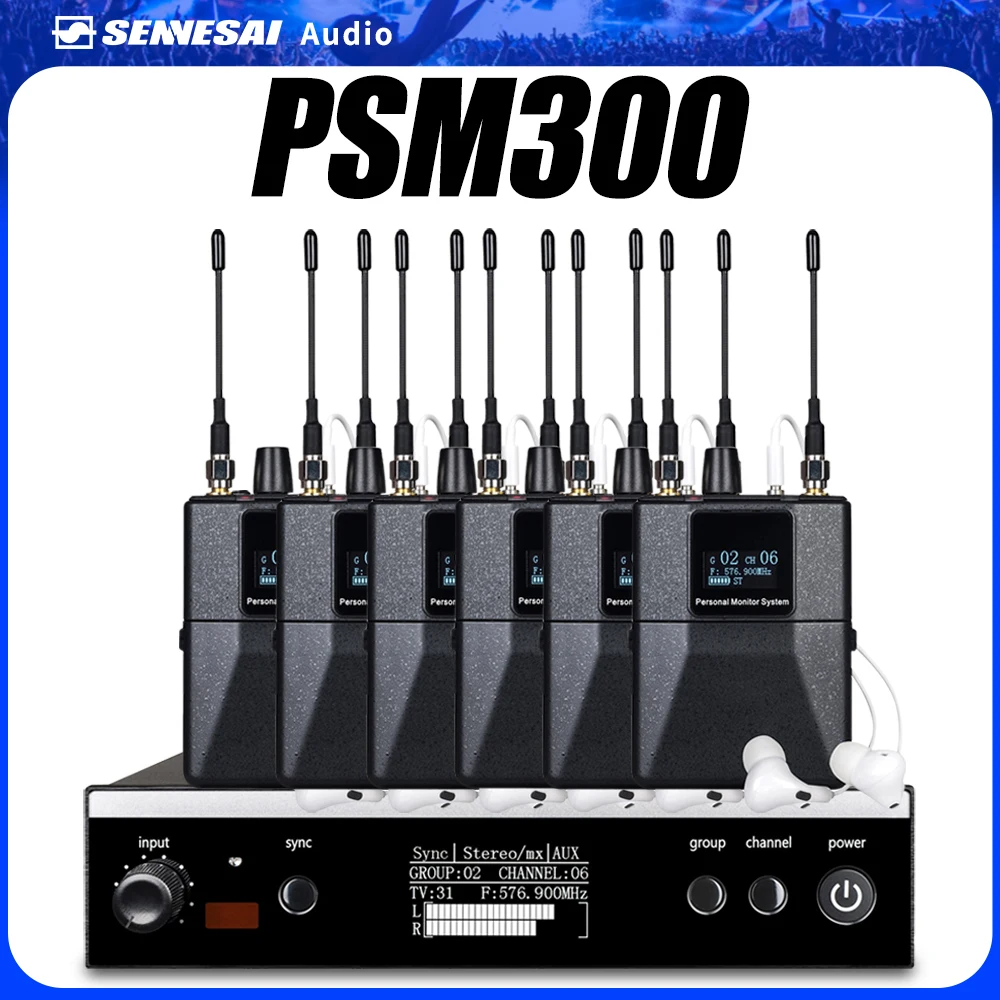 Top Quality！PSM300 Stereo Wireless UHF In-Ear Monitoring System For Bands 500MHz 100mW 24-Bit Digital DSP Processor Audio