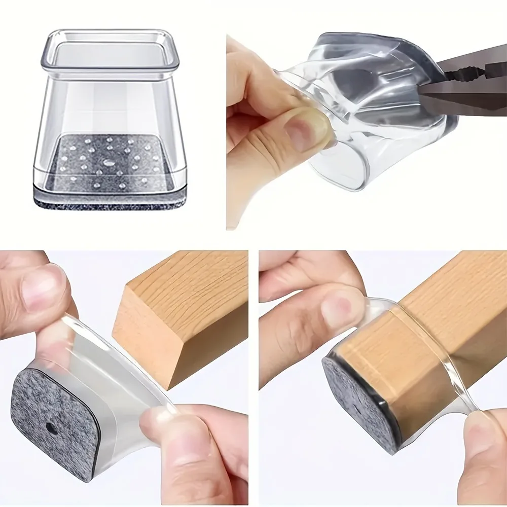 24 PCS Chair Leg Floor Protectors for Hardwood Floors, Thick Silicone Rubber Covers, Scratch-Resistant & Noise Reducing