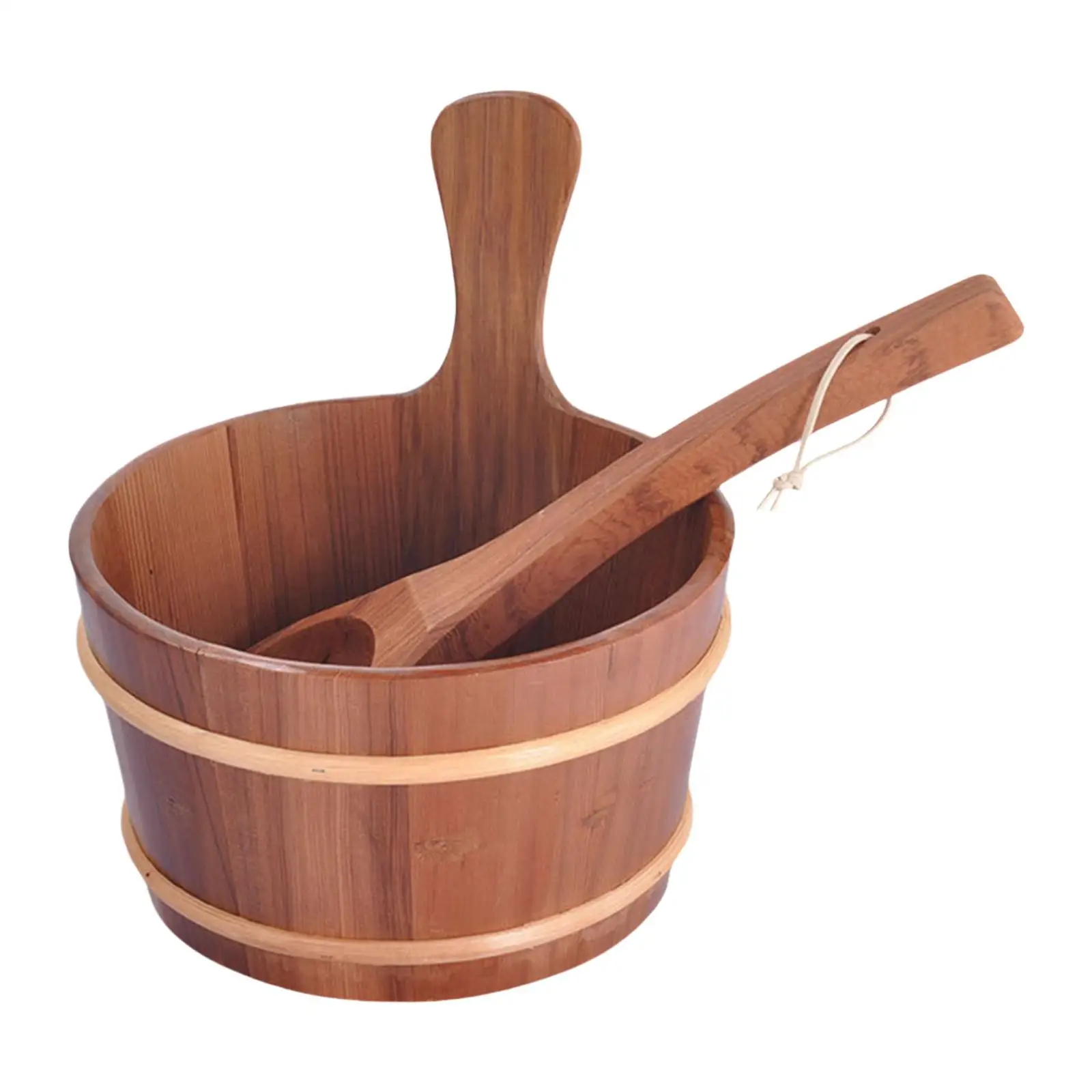 Sauna Bucket and Ladle Milk Pail Professional Sturdy Gifts Flower Pot 4L Wooden Storage Container for Bathroom Bathtub SPA Home