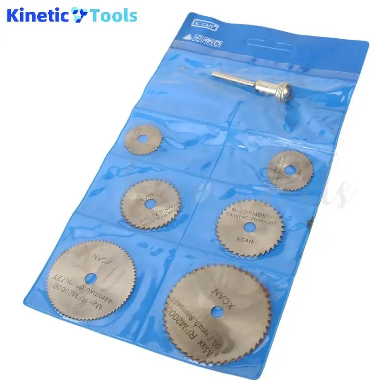 6 Sägeblätter + 1 Hs Runddreh-Scheibenspindel aus Schnellarbeitsstahl, geeignet für Holzsägen
