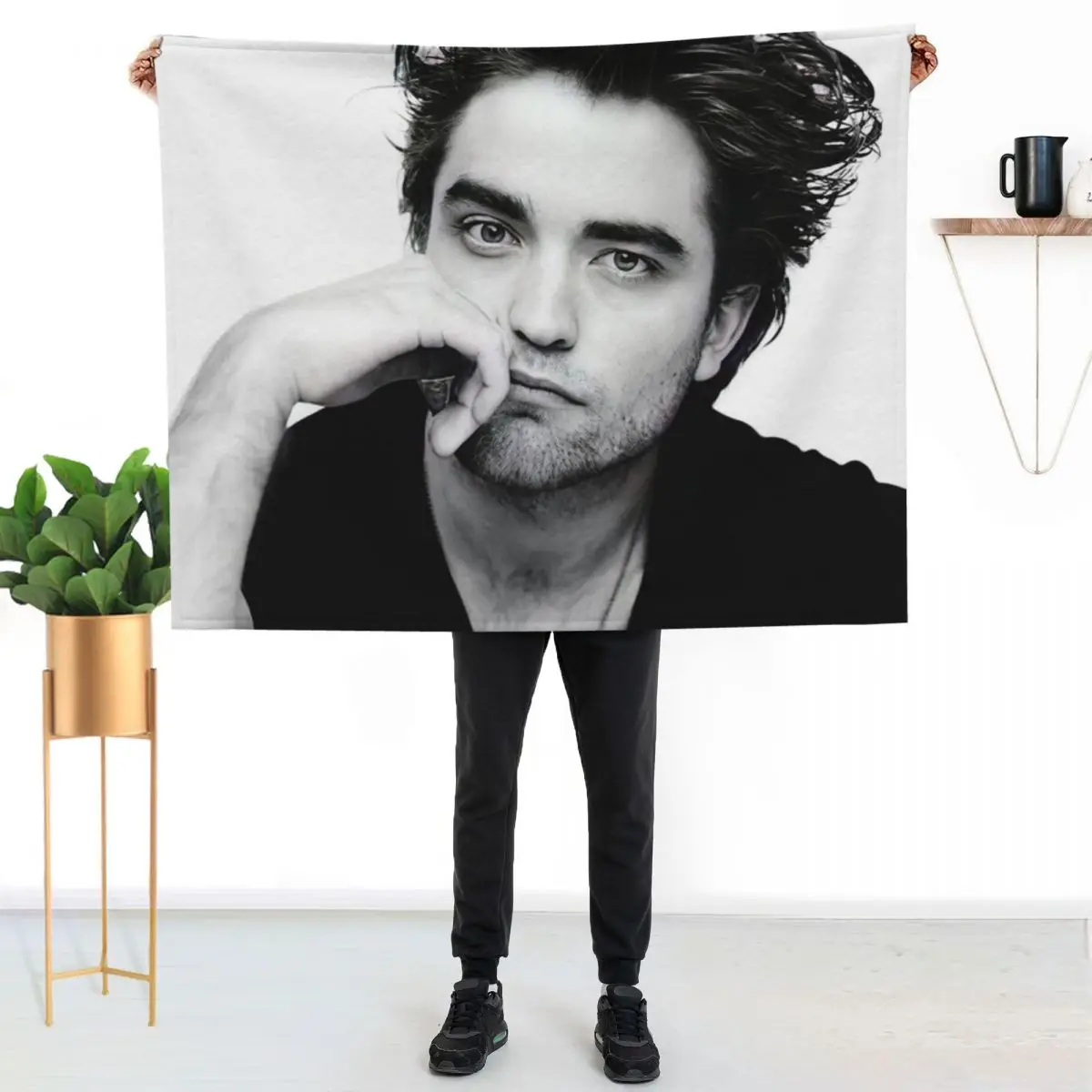 

Robert Pattinson Smoke poster Throw Blanket Cozy Napping Blanket Gift for Mom Dad
