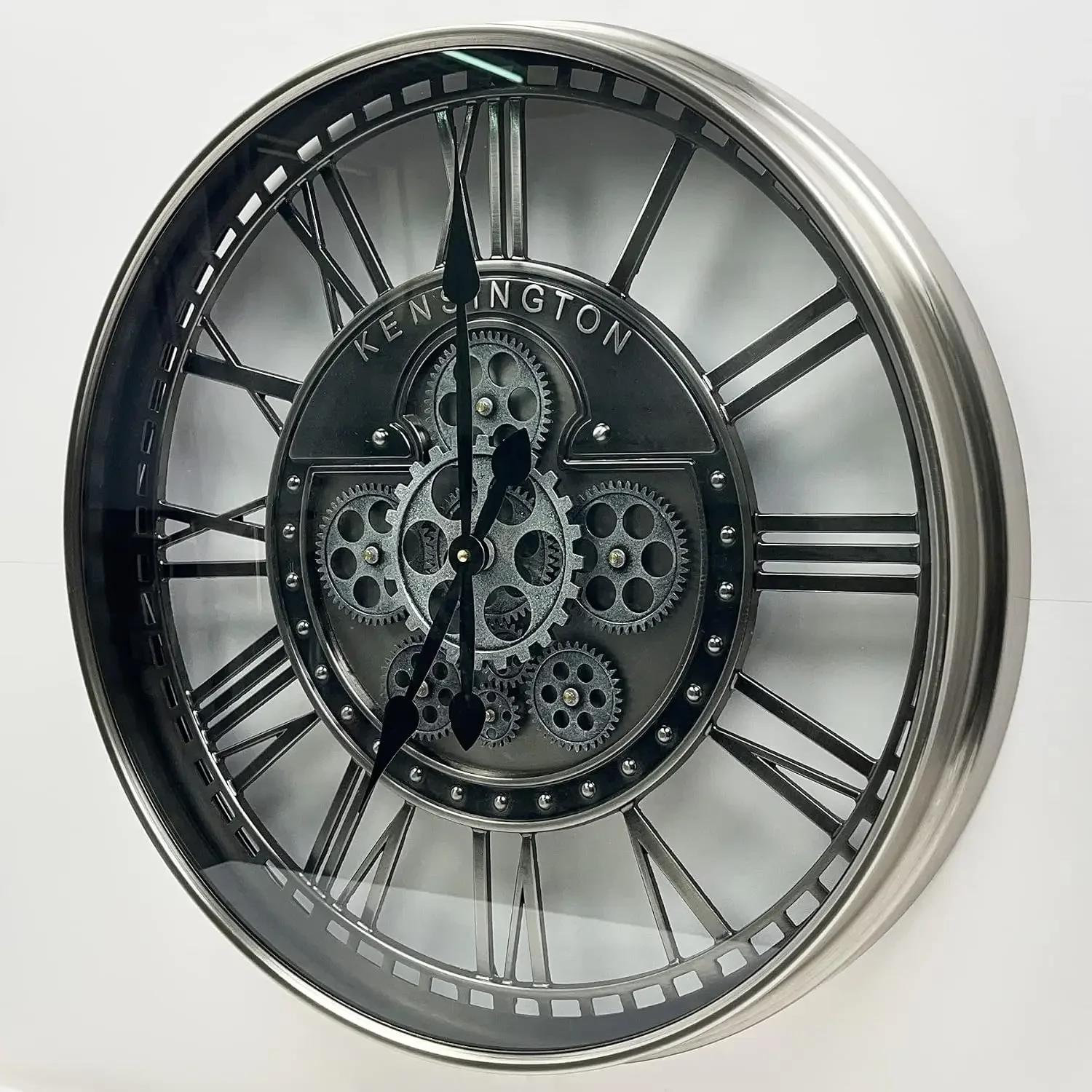 Real Moving Gears Wall Clock Large Modern Metal Clocks for Living Room Decor, Industrial Steampunk Unique Vintage Rustic Decorat