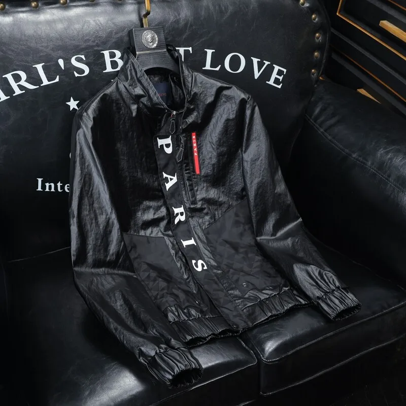 

Faionable Casual Men's Jaet Autumn 2024 Printed Workwear Sli Polyester Breathable Long Sve Zipper Closure Outerwear