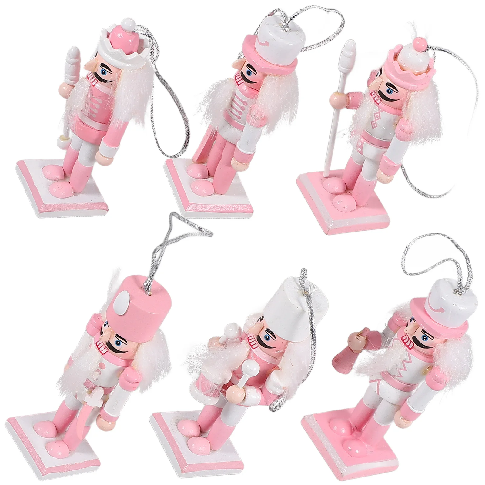 

6Pcs Nutcracker Wooden Christmas Decoration Hand-Painted Soldier Festival Nutcracker Table Decor Holiday Ornament