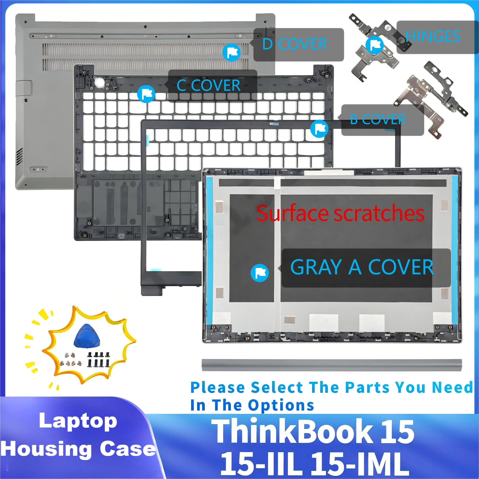 

PC Parts For ThinkBook 15 15-IIL 15-IML Top Cover LCD Back Cover/Bezel/Palmrest/Bottom Case 4ELVALCLV50