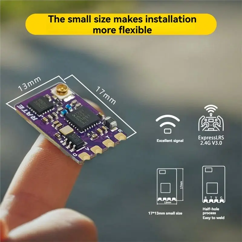 Voltvibe-ELRS 2.4G Nano Receiver 25-500Hz High-Speed Refresh CRSF/SBUS With 40Mm T-Antenna For FPV Long Range Freestyle Drone