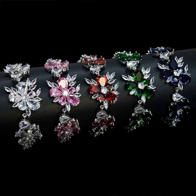 real brand genuine jewels Hot Selling Banquet Leisure Female Zirconia Luxury Flower Noble Ring Small Insider Style Boudoir Brace