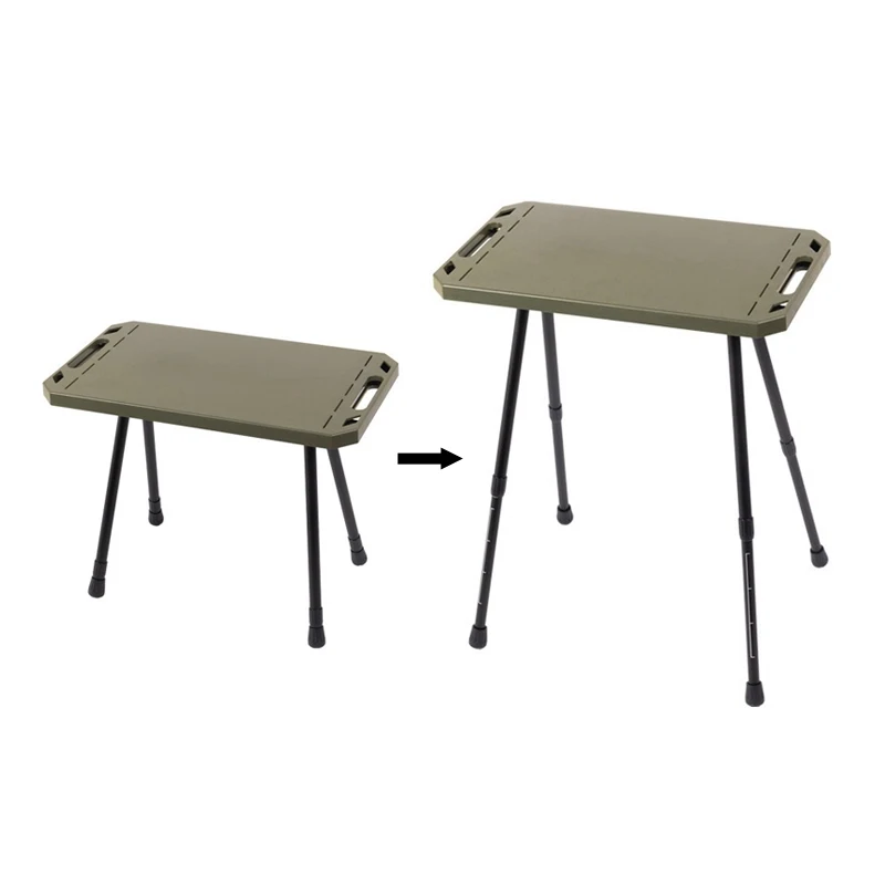 طاولة تخييم قابلة للطي بارتفاع قابل للتعديل، خفيفة الوزن للغاية وسهلة الحمل، مكتب تكتيكي مع أرجل من سبائك الألومنيوم وسطح بلاستيك ABS #6