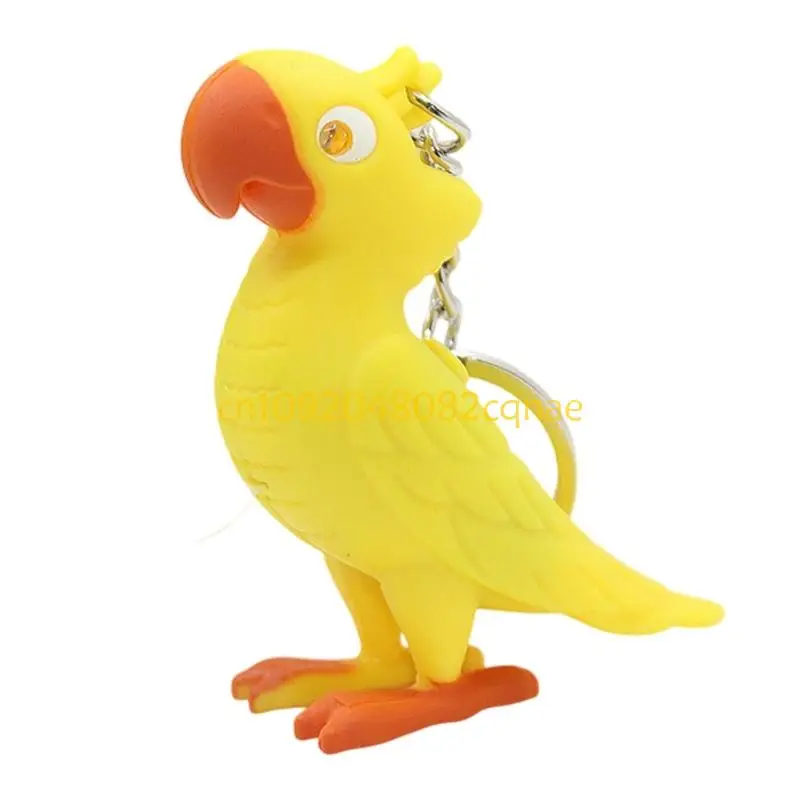 Squeeze Activated Talking Bird Keychain With Bright LED Light Creative Chain Adornment For Dark Environments