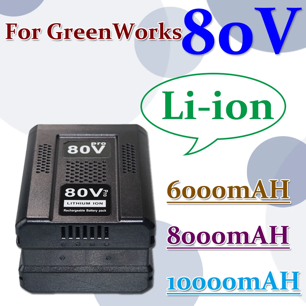 

80V 6.0/8.0/10AH Replacement Battery for Greenworks 80V Max Lithium Ion Battery GBA80200 GBA80250 GBA80400 GBA80500